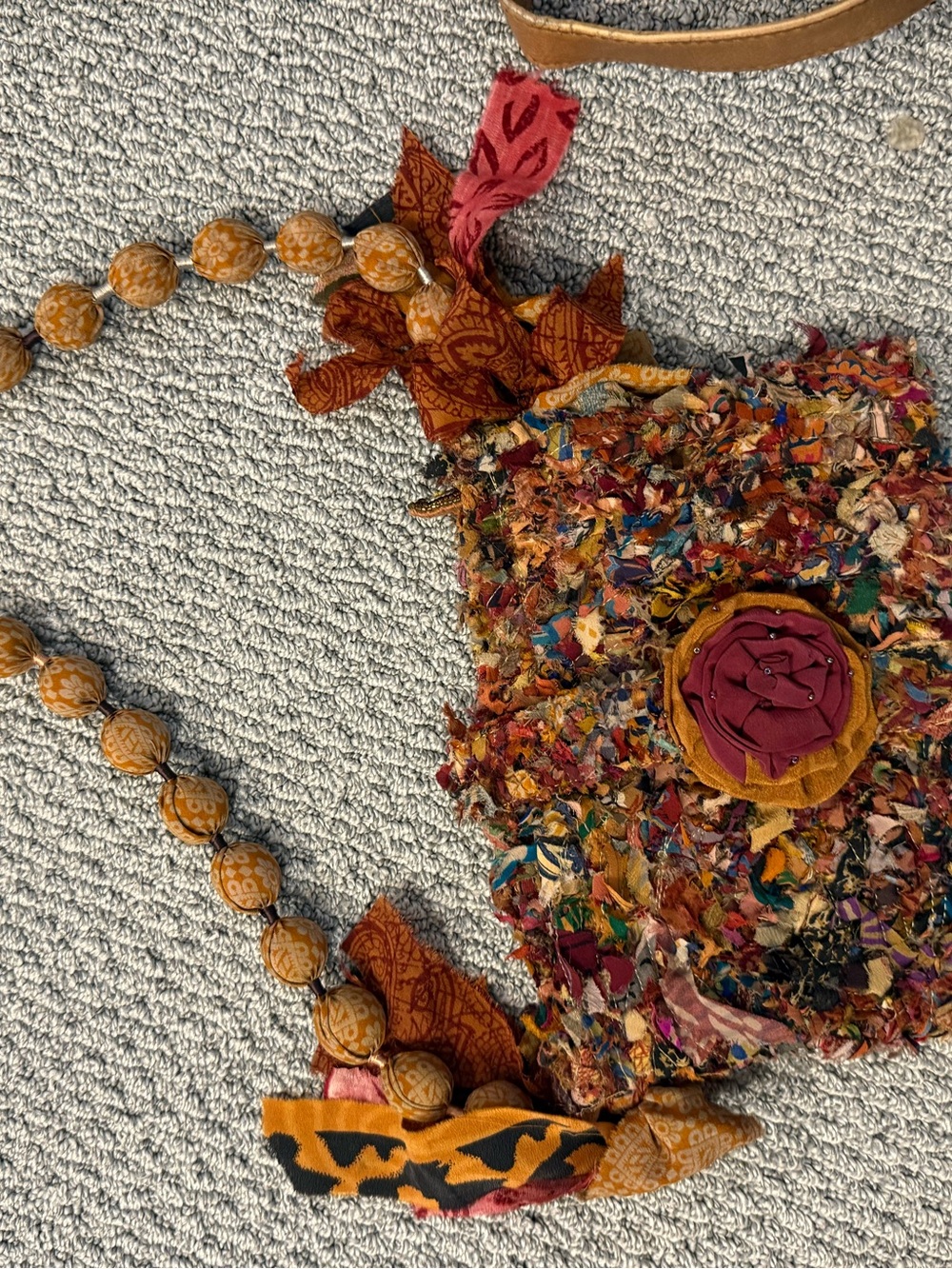 Boho Multicolor Fabric Flower Crossbody Bag -PAUL ROPP